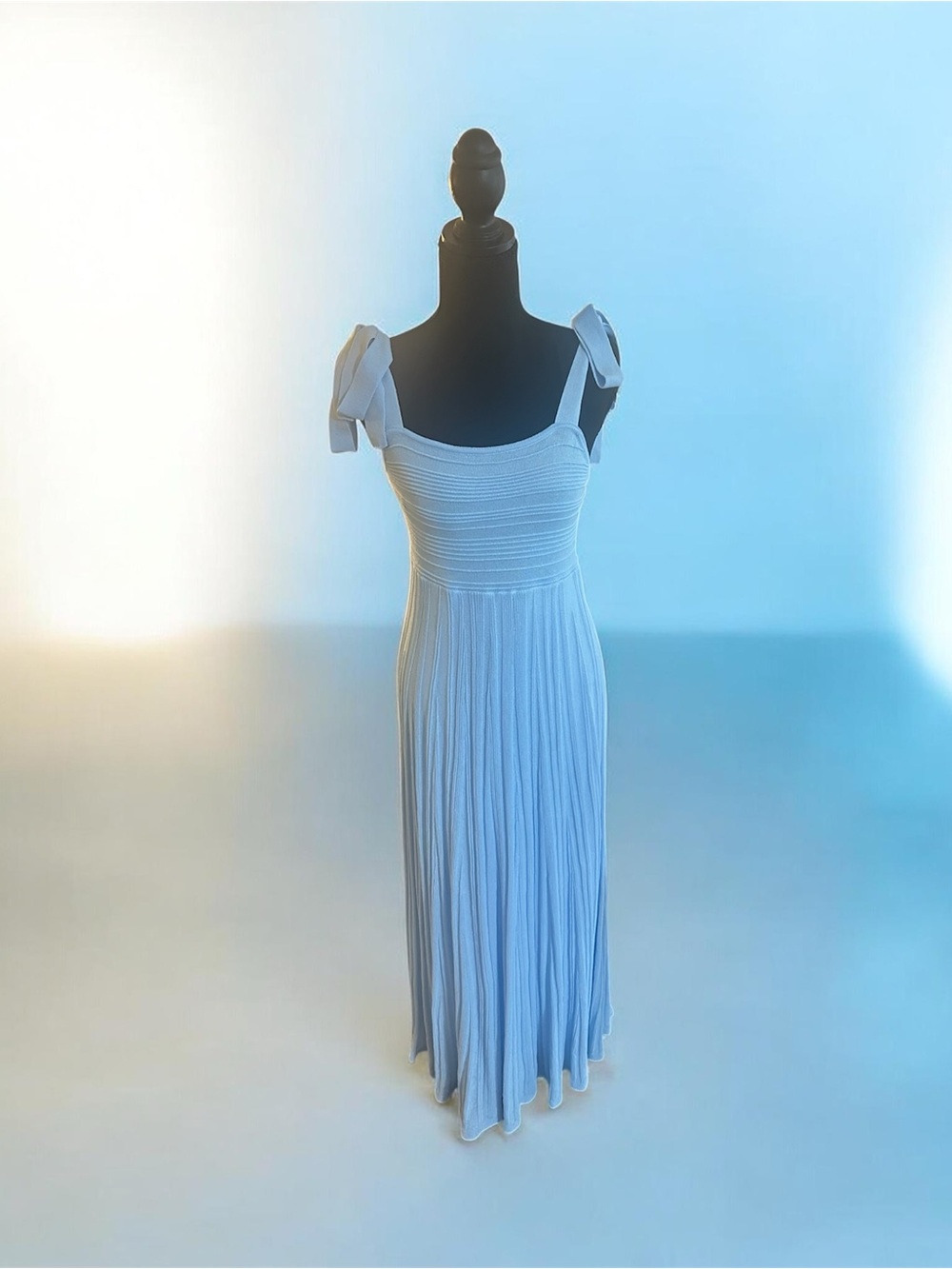 MARBLE White Bow-Shoulder Pleated Maxi Dress